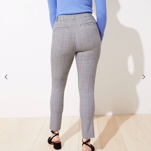 LOFT Plaid High Waits Skinny Ankle Pant Curvy Fit - Picture 2 of 3